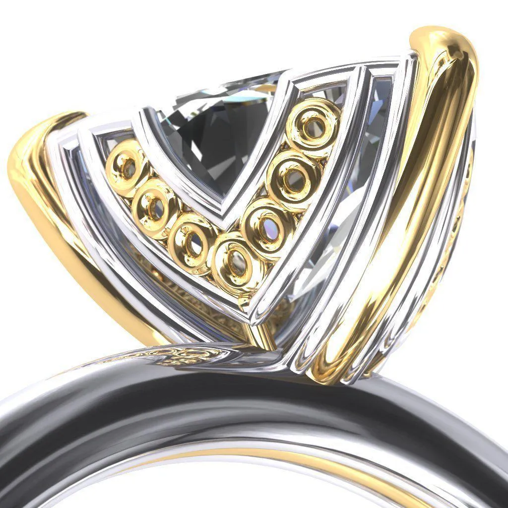 Izabel Trillion Moissanite 3 Prong Engagement Ring