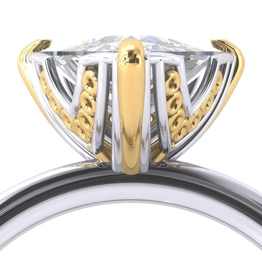 Izabel Trillion Moissanite 3 Prong Engagement Ring