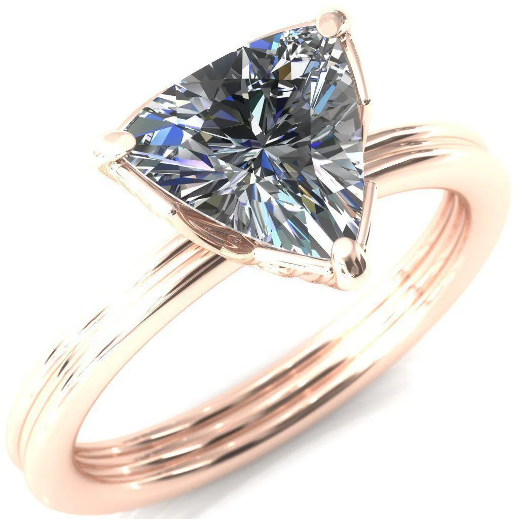 Izabel Trillion Moissanite 3 Prong Engagement Ring