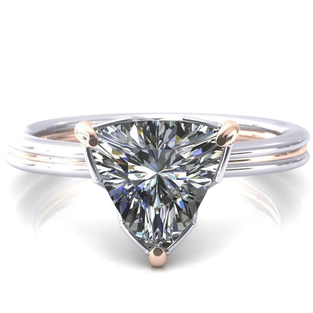 Izabel Trillion Moissanite 3 Prong Engagement Ring