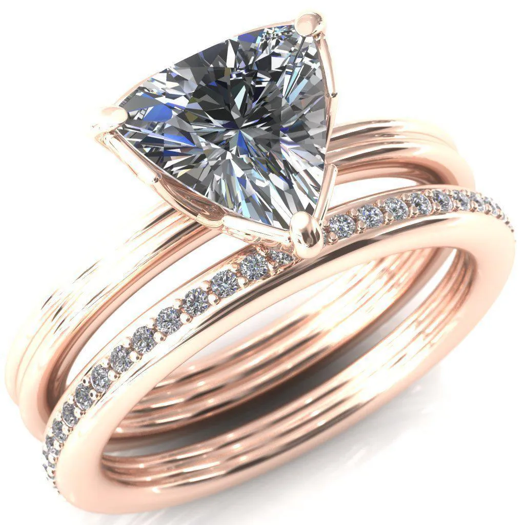 Izabel Trillion Moissanite 3 Prong Engagement Ring