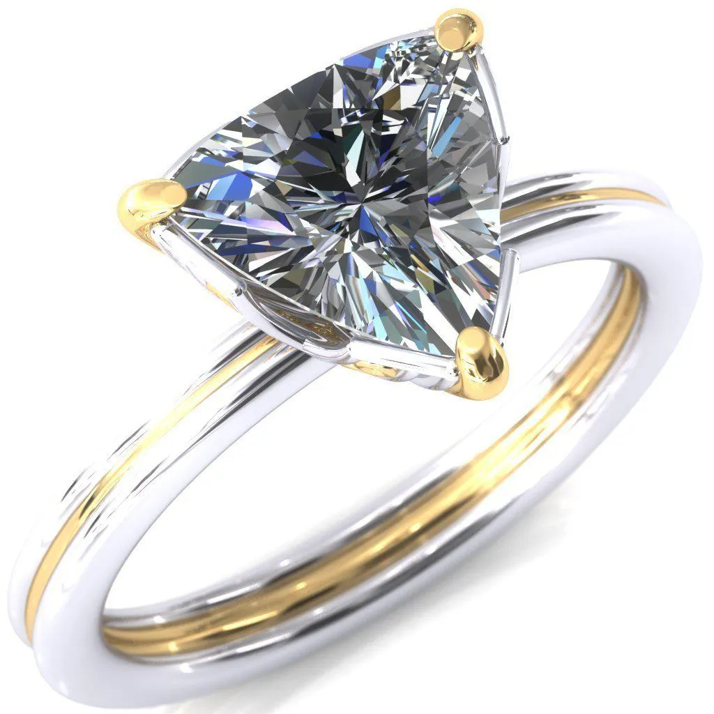 Izabel Trillion Moissanite 3 Prong Engagement Ring