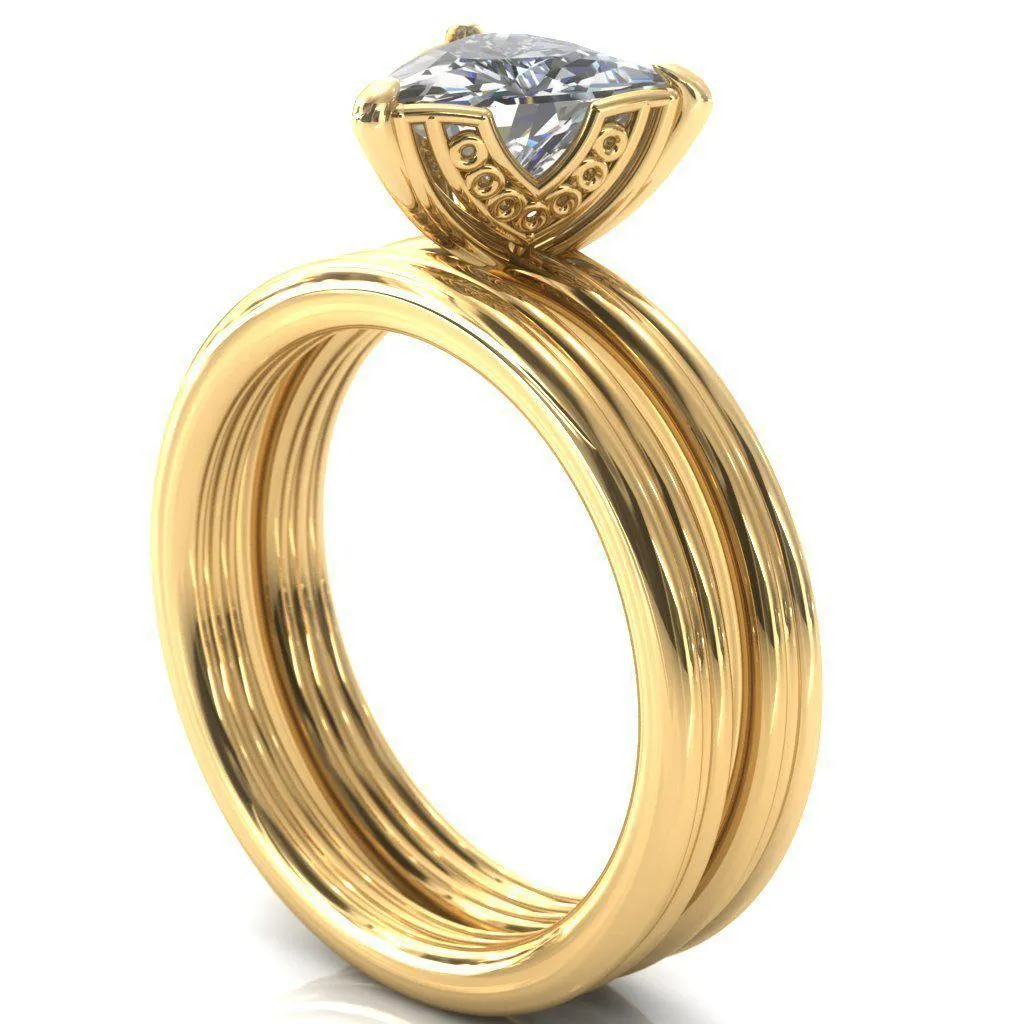 Izabel Trillion Moissanite 3 Prong Engagement Ring