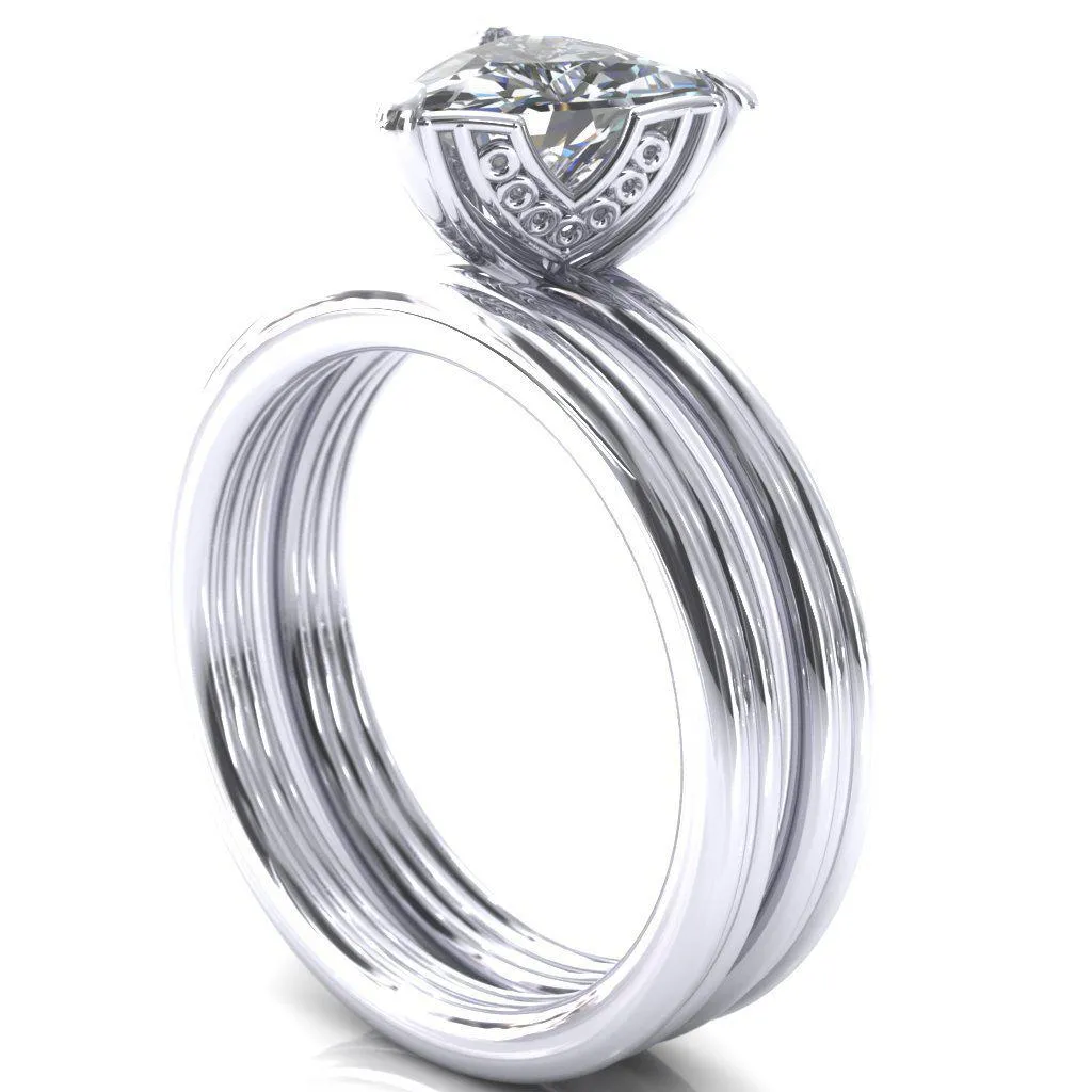 Izabel Trillion Moissanite 3 Prong Engagement Ring