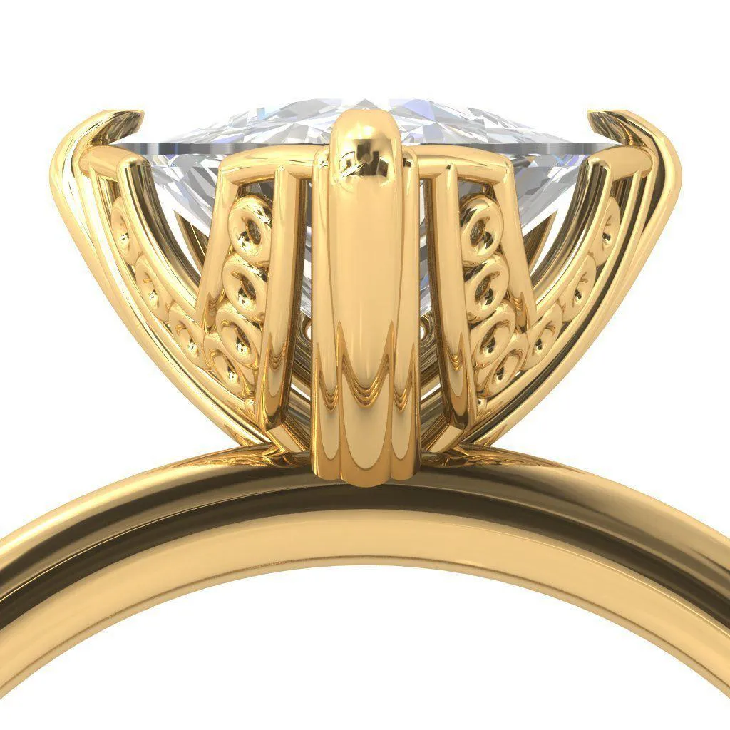 Izabel Trillion Moissanite 3 Prong Engagement Ring