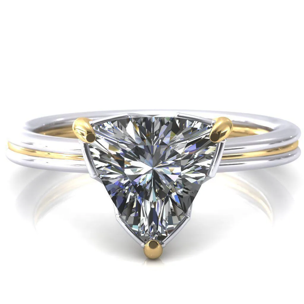 Izabel Trillion Moissanite 3 Prong Engagement Ring