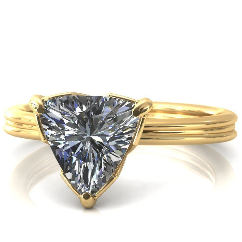 Izabel Trillion Moissanite 3 Prong Engagement Ring