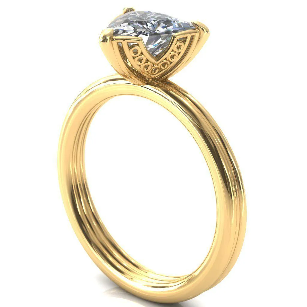 Izabel Trillion Moissanite 3 Prong Engagement Ring