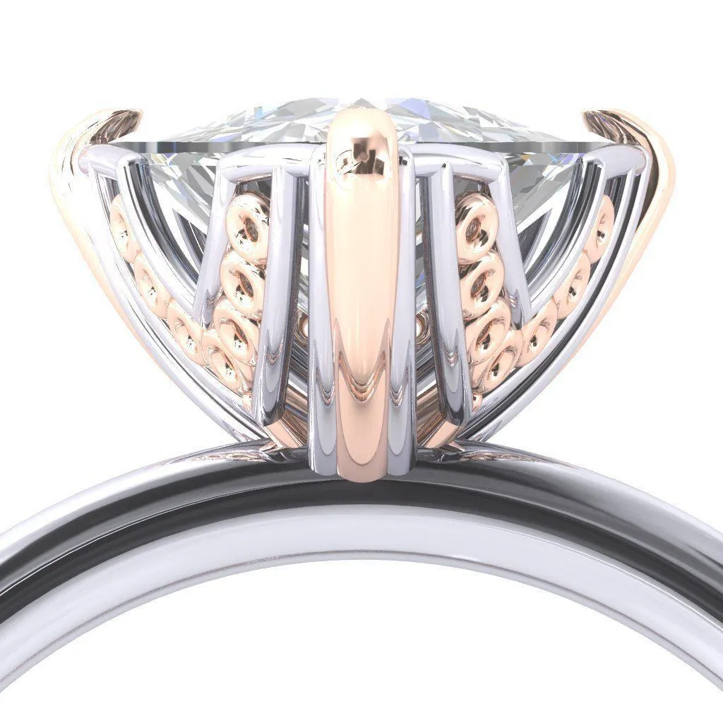 Izabel Trillion Moissanite 3 Prong Engagement Ring