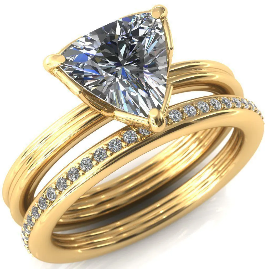 Izabel Trillion Moissanite 3 Prong Engagement Ring
