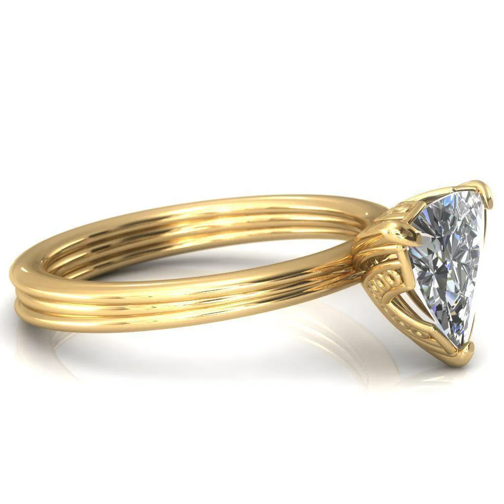 Izabel Trillion Moissanite 3 Prong Engagement Ring