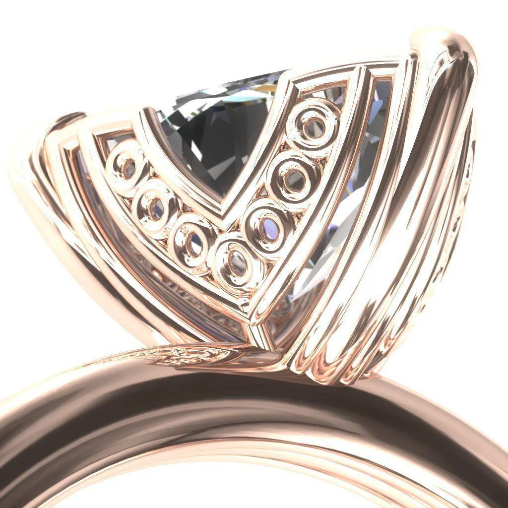 Izabel Trillion Moissanite 3 Prong Engagement Ring