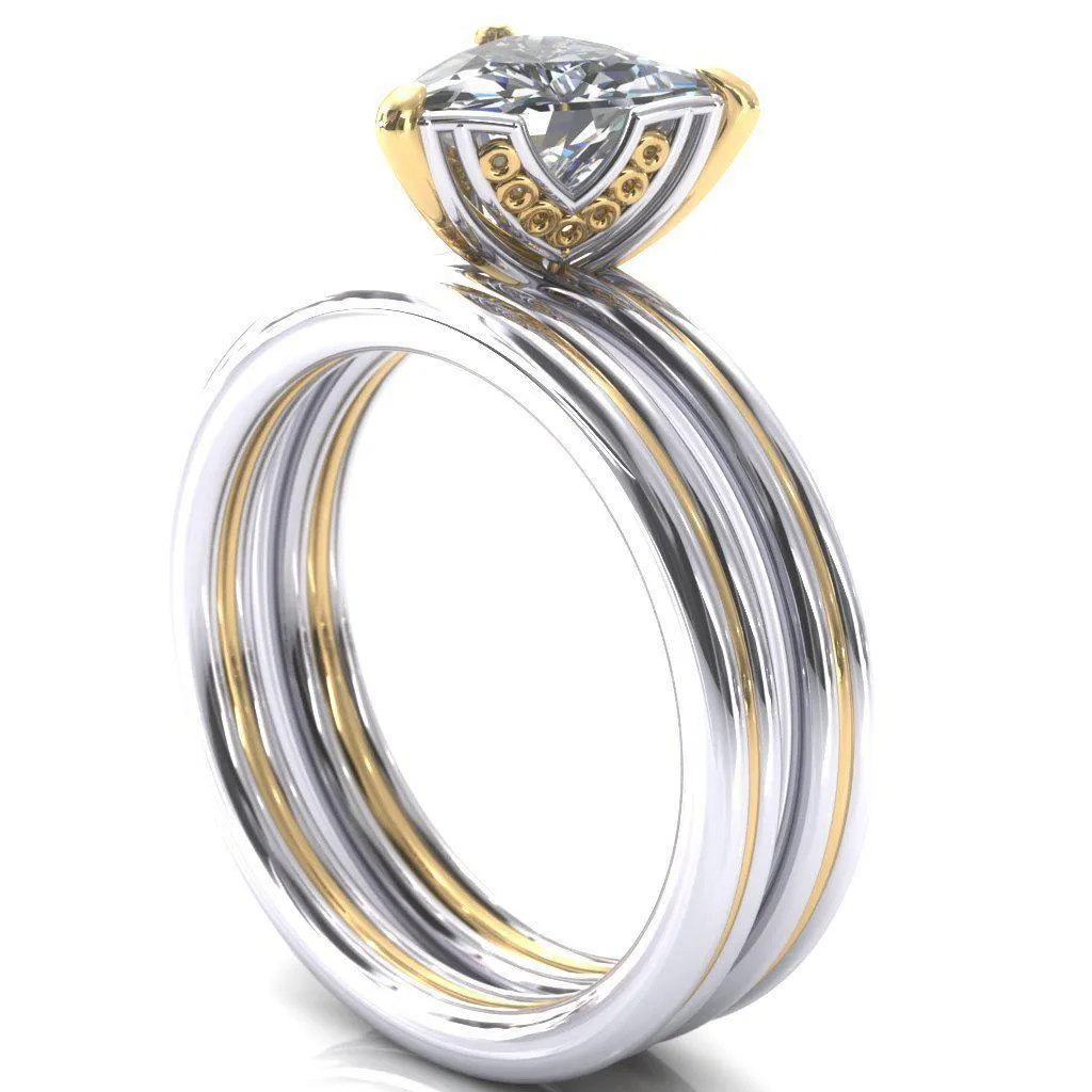 Izabel Trillion Moissanite 3 Prong Engagement Ring