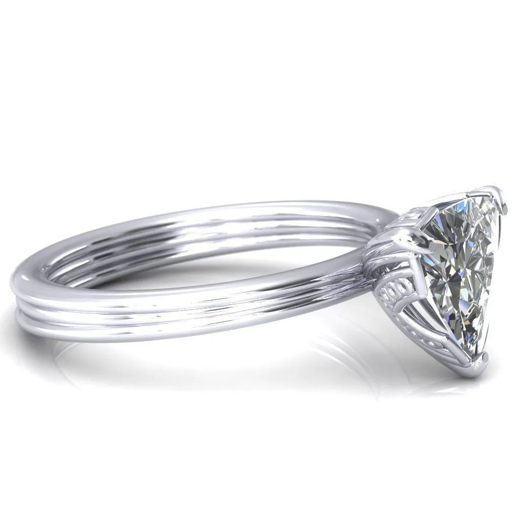 Izabel Trillion Moissanite 3 Prong Engagement Ring