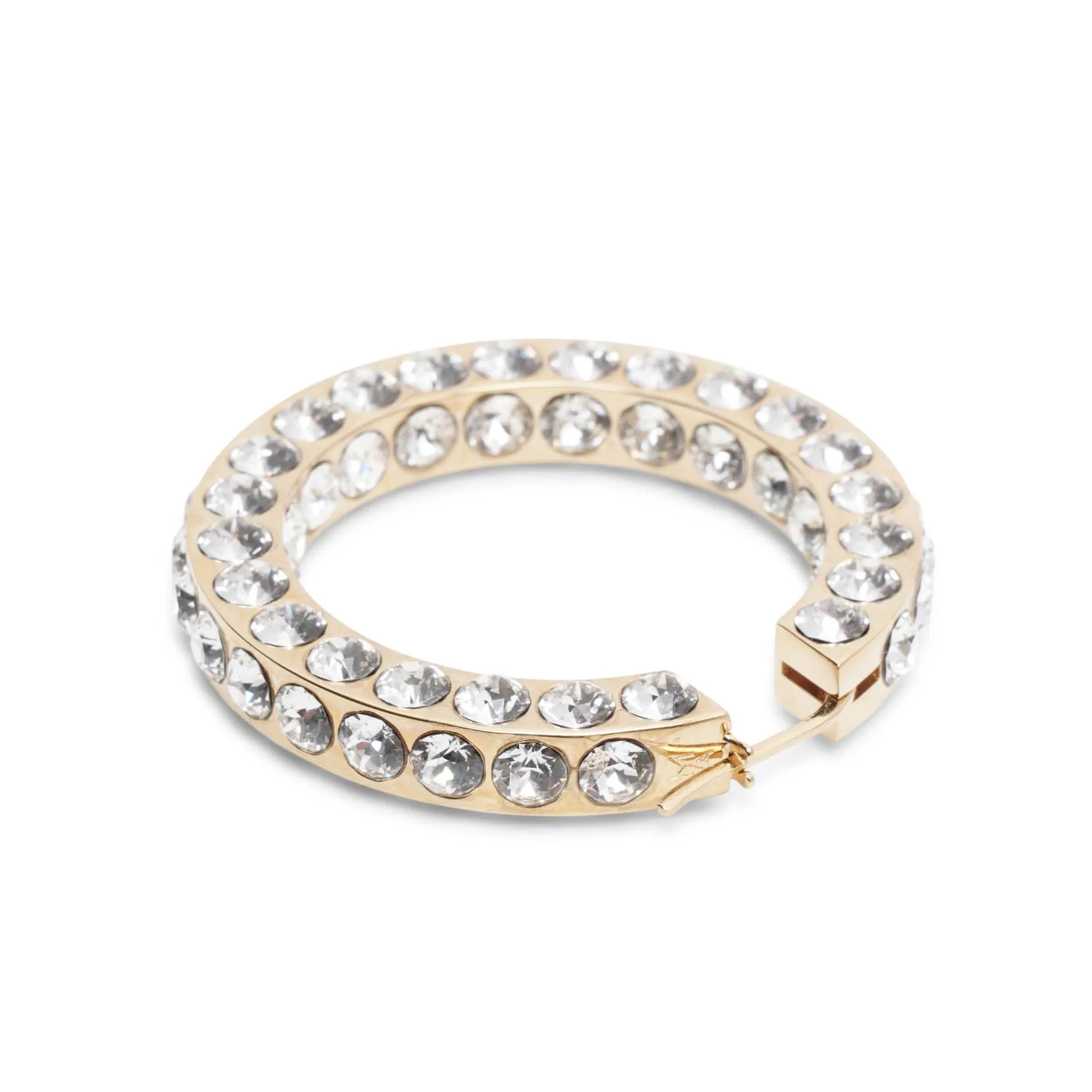 Jah hoop big white and gold crystal earrings