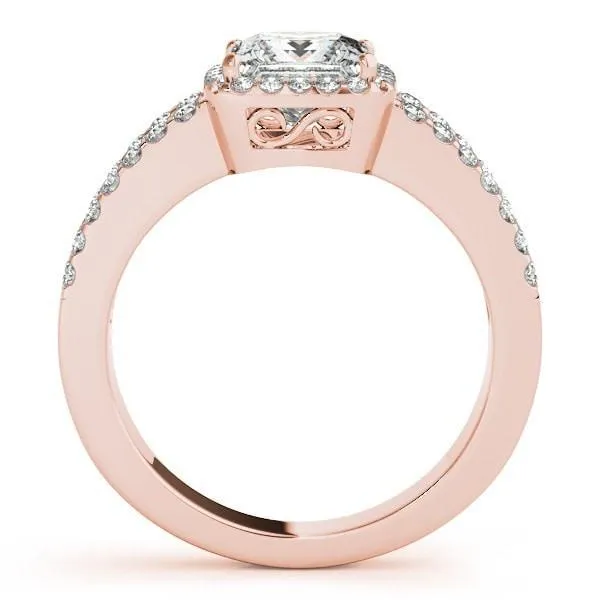 Jane Princess/Square Moissanite Split Shank Halo Engagement Ring