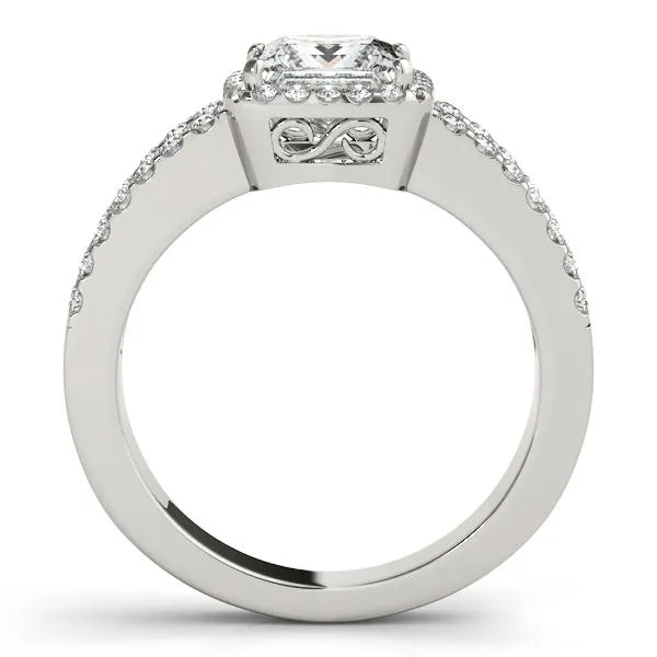 Jane Princess/Square Moissanite Split Shank Halo Engagement Ring