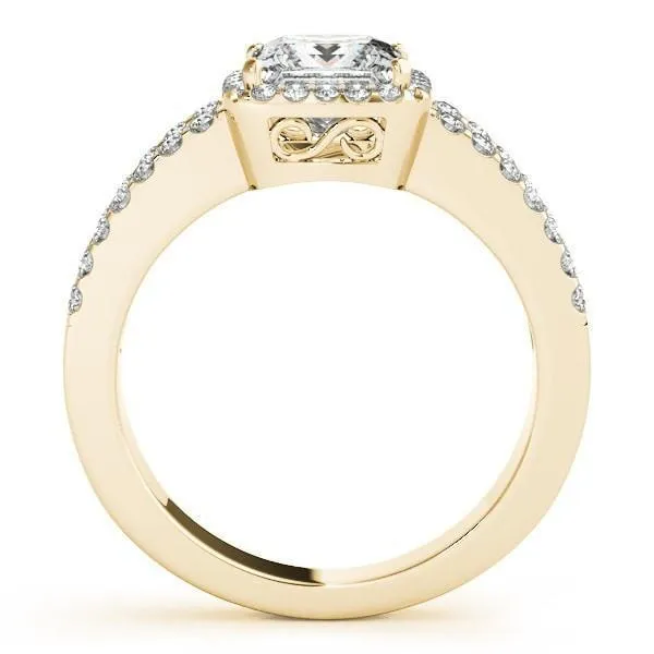 Jane Princess/Square Moissanite Split Shank Halo Engagement Ring