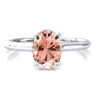 Janey Oval Champagne Sapphire 4 Prongs Claw Floating Halo Inverted Cathedral Ring