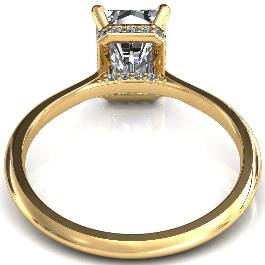Janey Radiant Moissanite 4 Prongs Claw Floating Halo Inverted Cathedral Ring