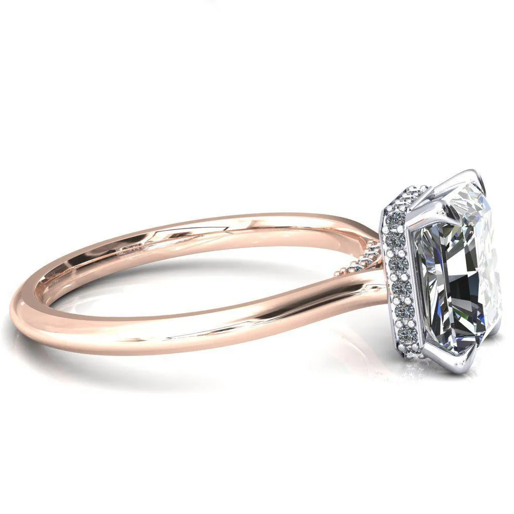Janey Radiant Moissanite 4 Prongs Claw Floating Halo Inverted Cathedral Ring