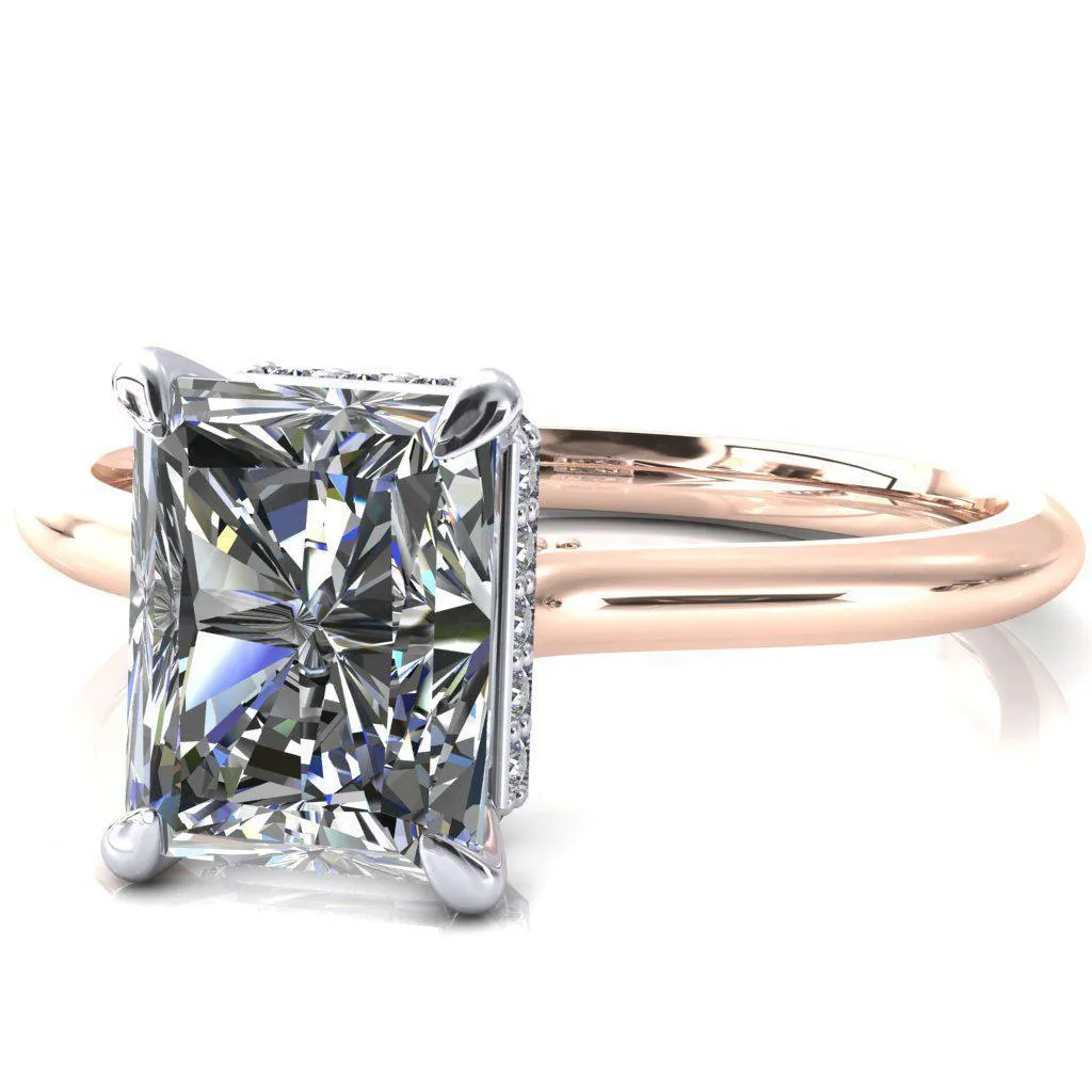Janey Radiant Moissanite 4 Prongs Claw Floating Halo Inverted Cathedral Ring