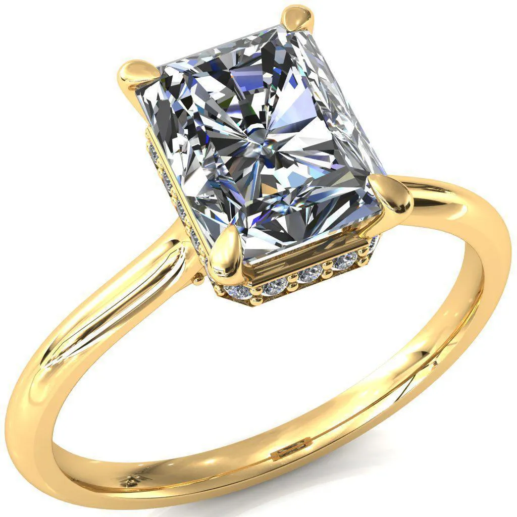 Janey Radiant Moissanite 4 Prongs Claw Floating Halo Inverted Cathedral Ring