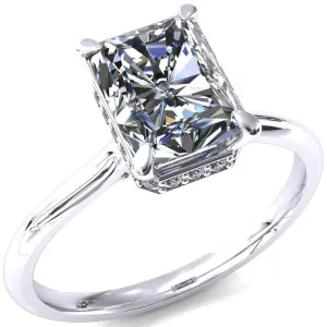 Janey Radiant Moissanite 4 Prongs Claw Floating Halo Inverted Cathedral Ring