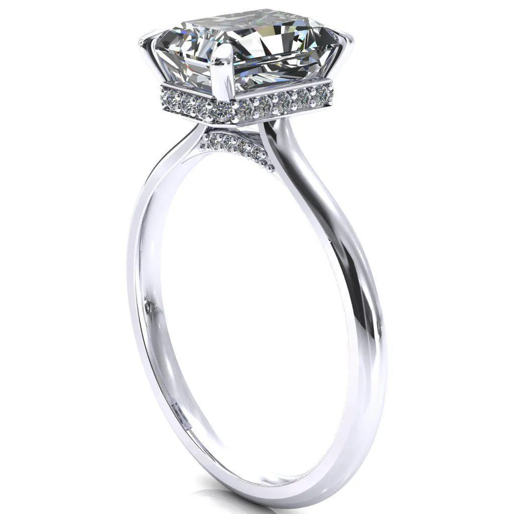 Janey Radiant Moissanite 4 Prongs Claw Floating Halo Inverted Cathedral Ring