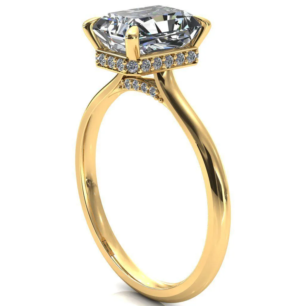 Janey Radiant Moissanite 4 Prongs Claw Floating Halo Inverted Cathedral Ring