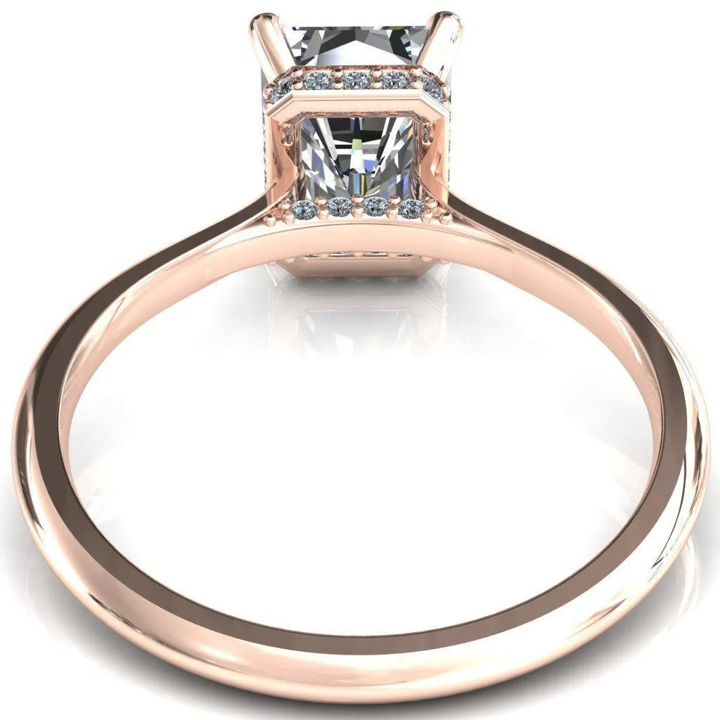 Janey Radiant Moissanite 4 Prongs Claw Floating Halo Inverted Cathedral Ring