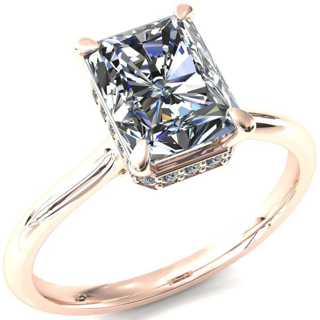Janey Radiant Moissanite 4 Prongs Claw Floating Halo Inverted Cathedral Ring