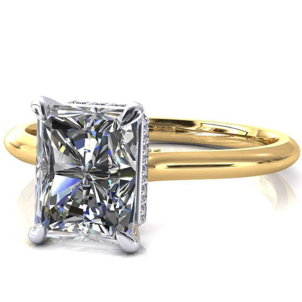 Janey Radiant Moissanite 4 Prongs Claw Floating Halo Inverted Cathedral Ring