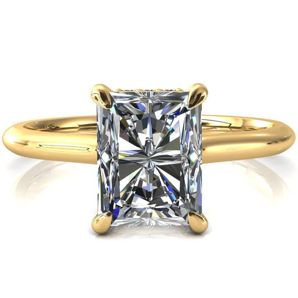 Janey Radiant Moissanite 4 Prongs Claw Floating Halo Inverted Cathedral Ring