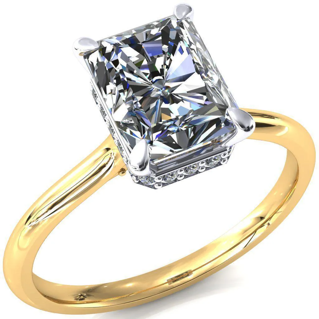 Janey Radiant Moissanite 4 Prongs Claw Floating Halo Inverted Cathedral Ring