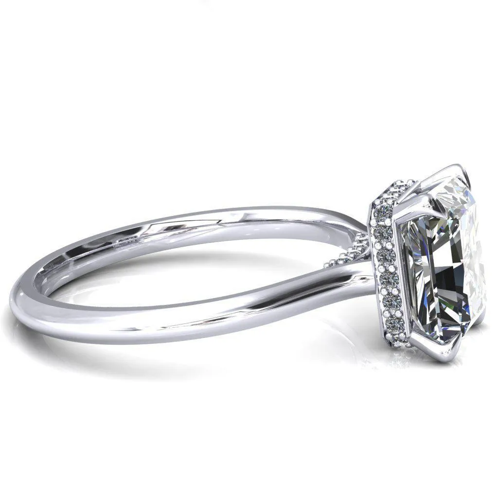 Janey Radiant Moissanite 4 Prongs Claw Floating Halo Inverted Cathedral Ring