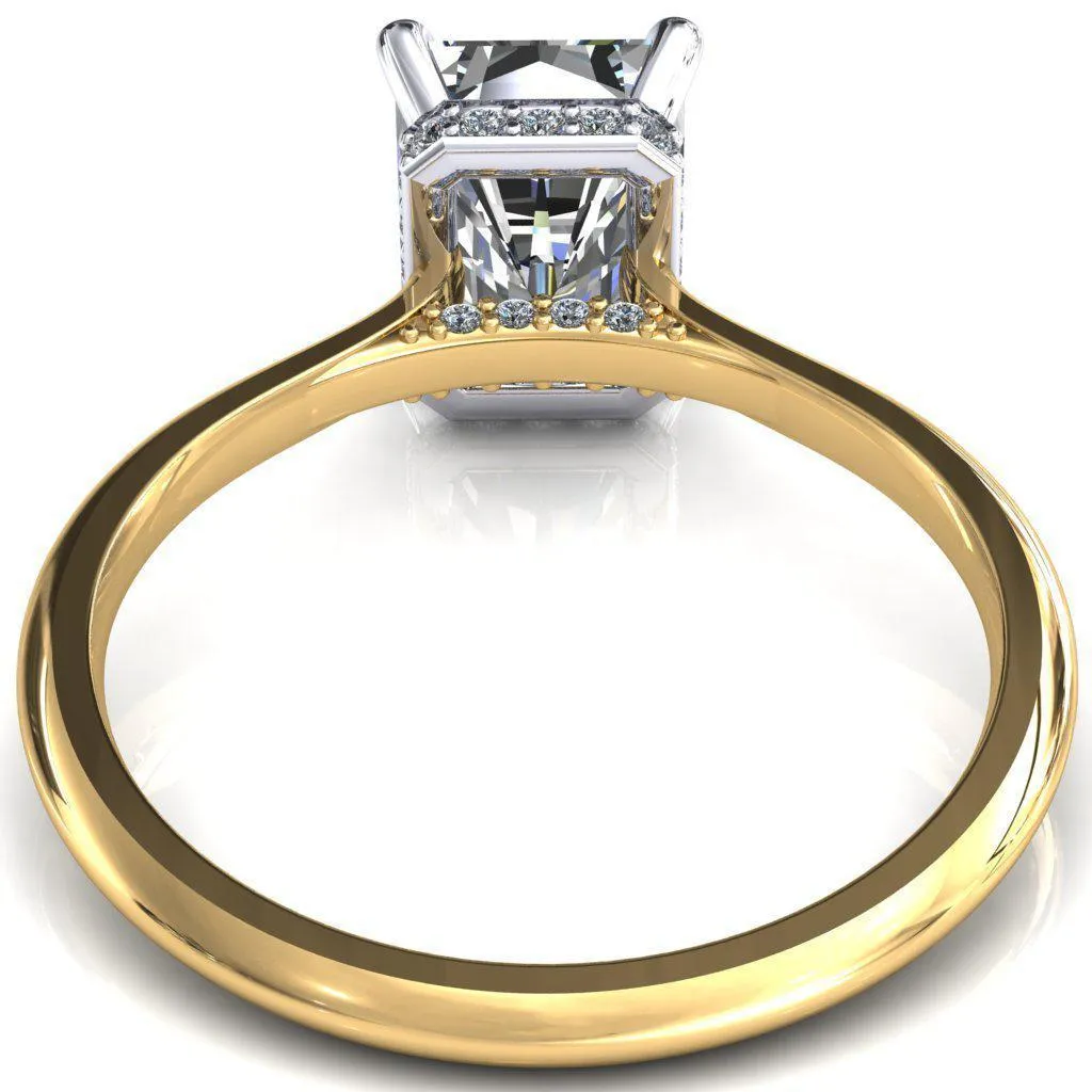 Janey Radiant Moissanite 4 Prongs Claw Floating Halo Inverted Cathedral Ring