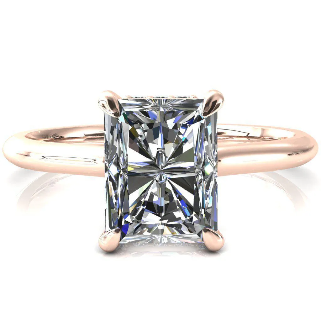 Janey Radiant Moissanite 4 Prongs Claw Floating Halo Inverted Cathedral Ring