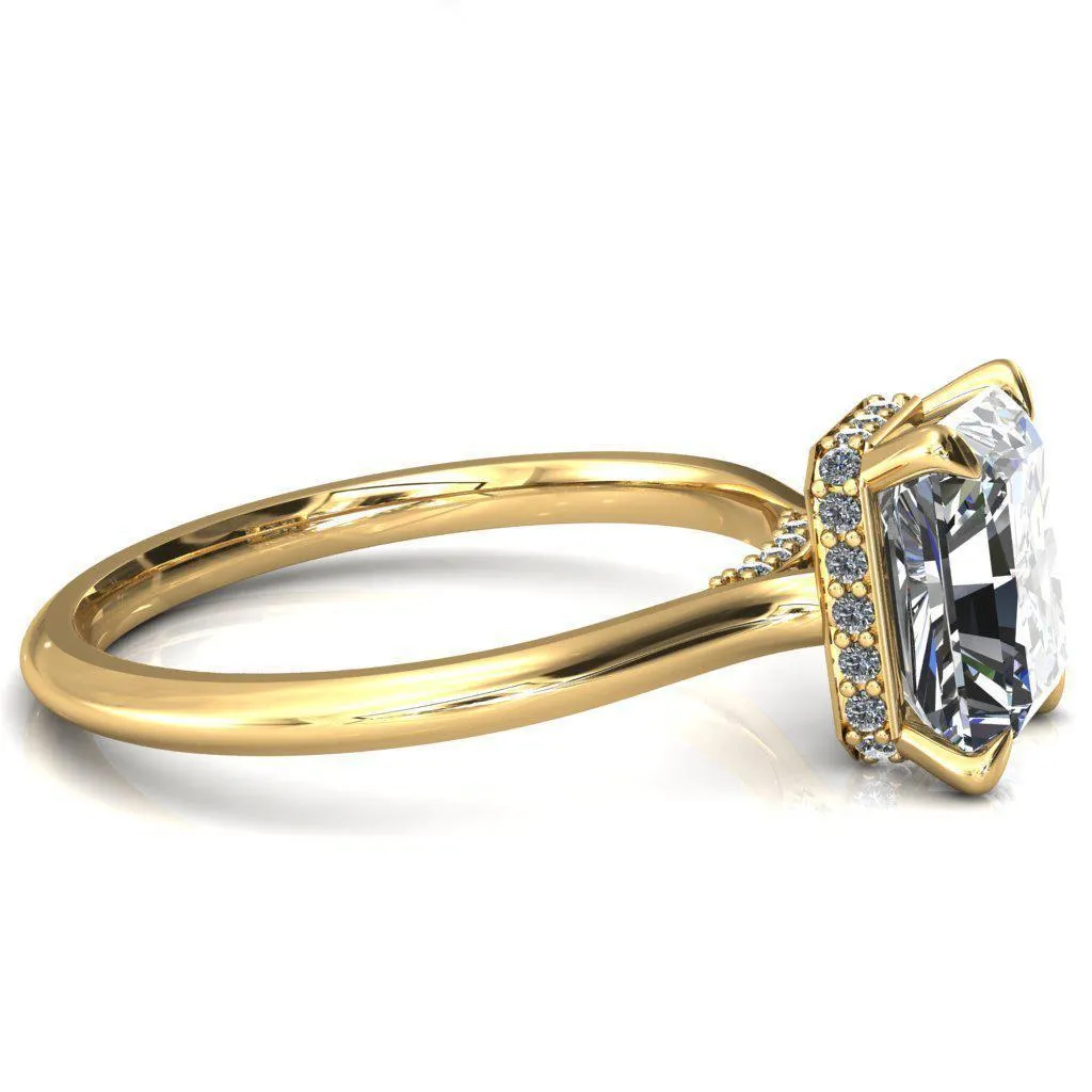 Janey Radiant Moissanite 4 Prongs Claw Floating Halo Inverted Cathedral Ring