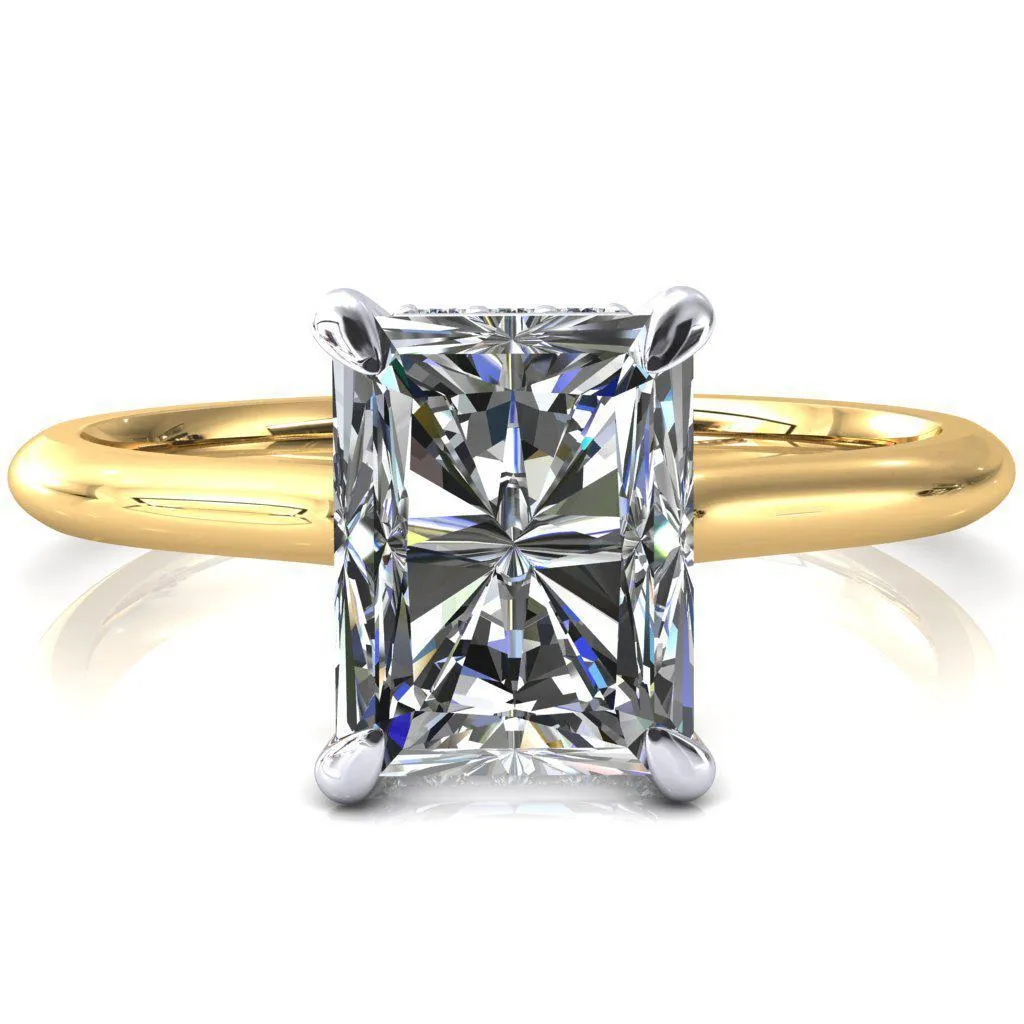 Janey Radiant Moissanite 4 Prongs Claw Floating Halo Inverted Cathedral Ring