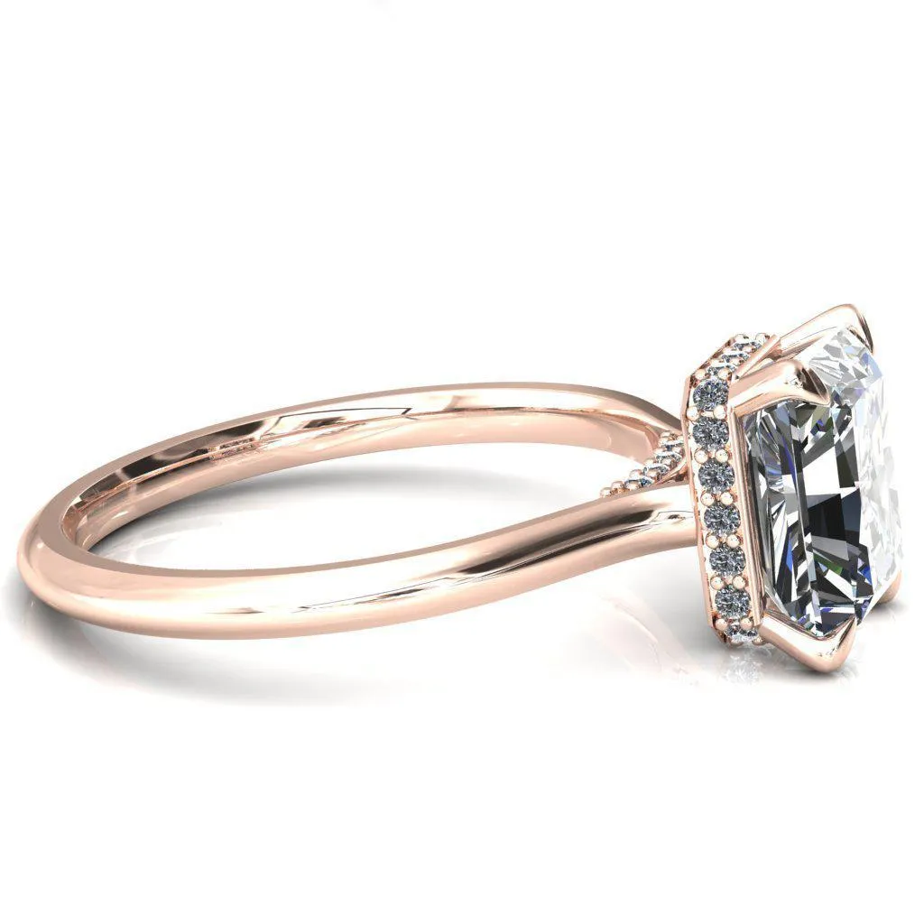 Janey Radiant Moissanite 4 Prongs Claw Floating Halo Inverted Cathedral Ring
