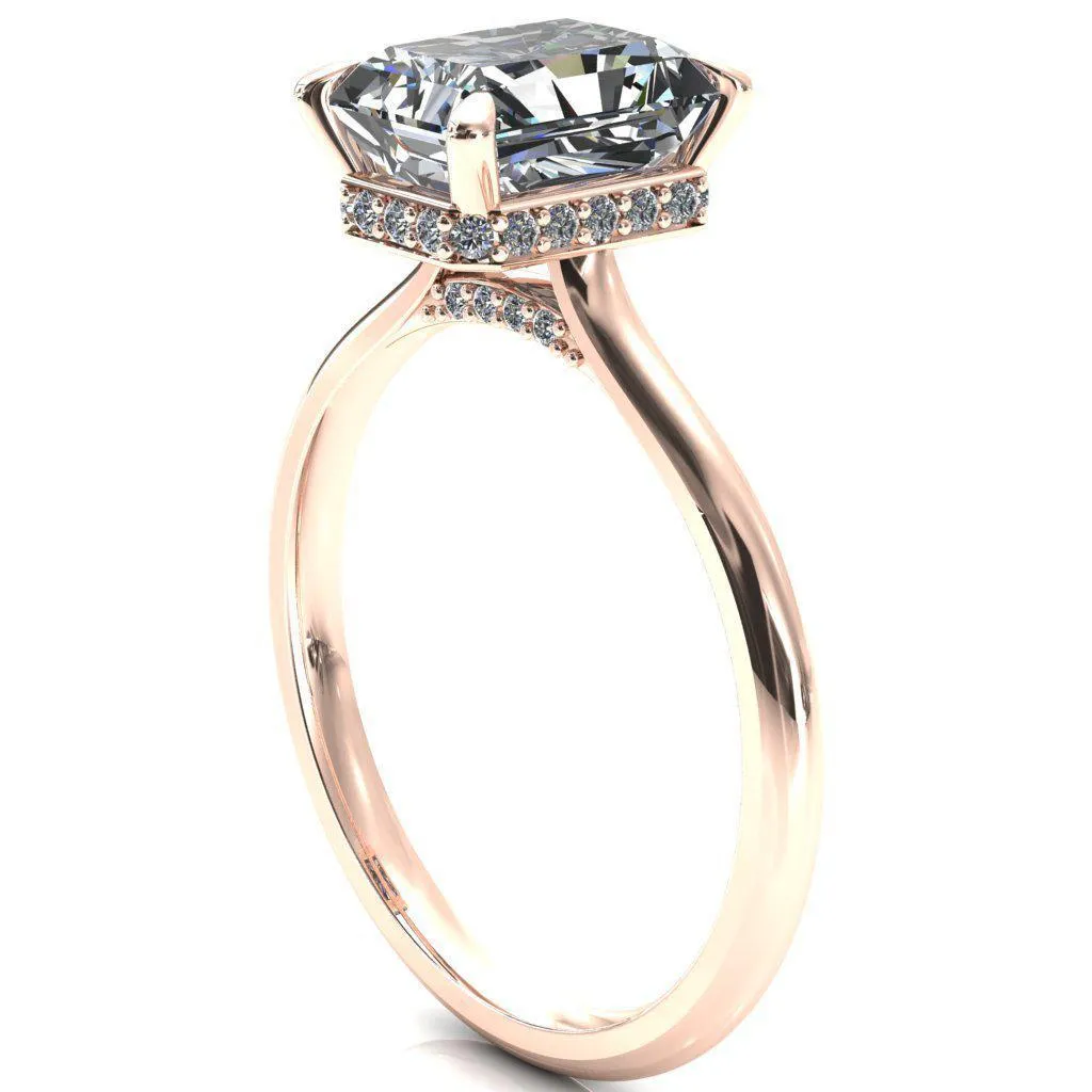 Janey Radiant Moissanite 4 Prongs Claw Floating Halo Inverted Cathedral Ring