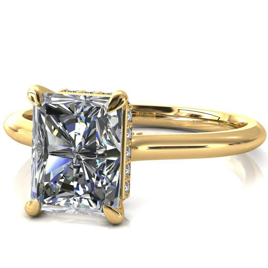 Janey Radiant Moissanite 4 Prongs Claw Floating Halo Inverted Cathedral Ring