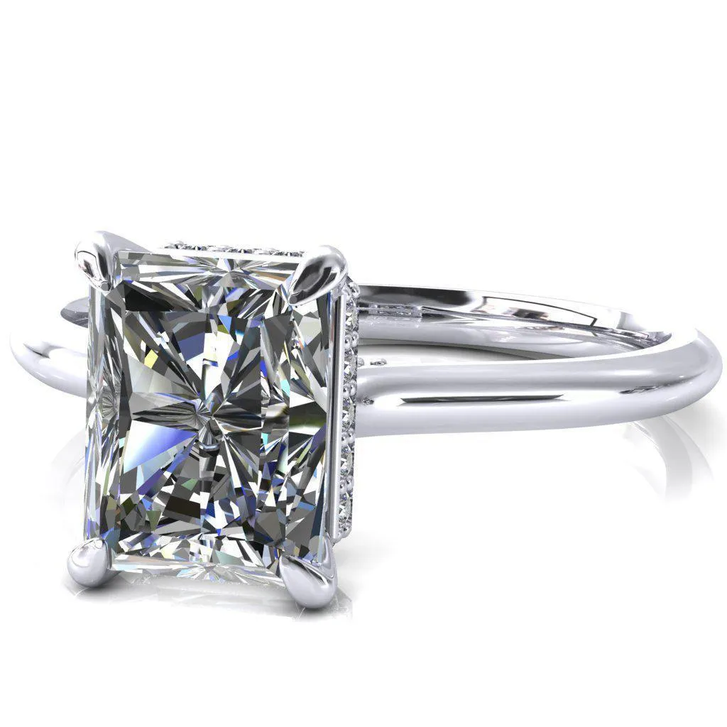 Janey Radiant Moissanite 4 Prongs Claw Floating Halo Inverted Cathedral Ring