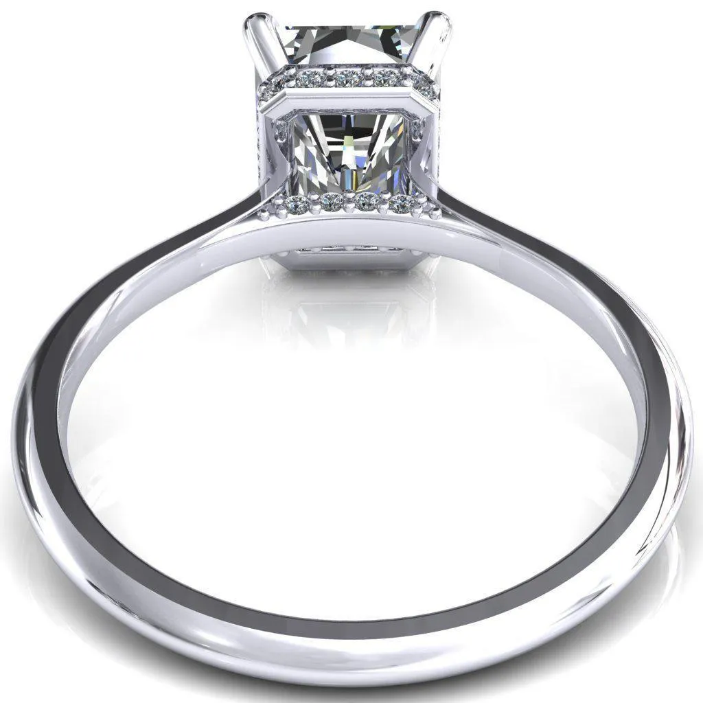 Janey Radiant Moissanite 4 Prongs Claw Floating Halo Inverted Cathedral Ring