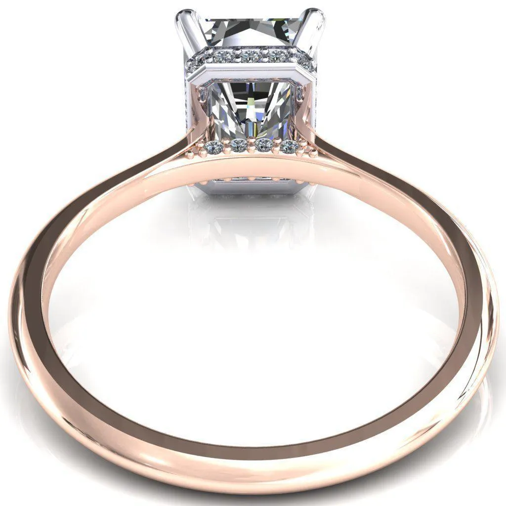 Janey Radiant Moissanite 4 Prongs Claw Floating Halo Inverted Cathedral Ring