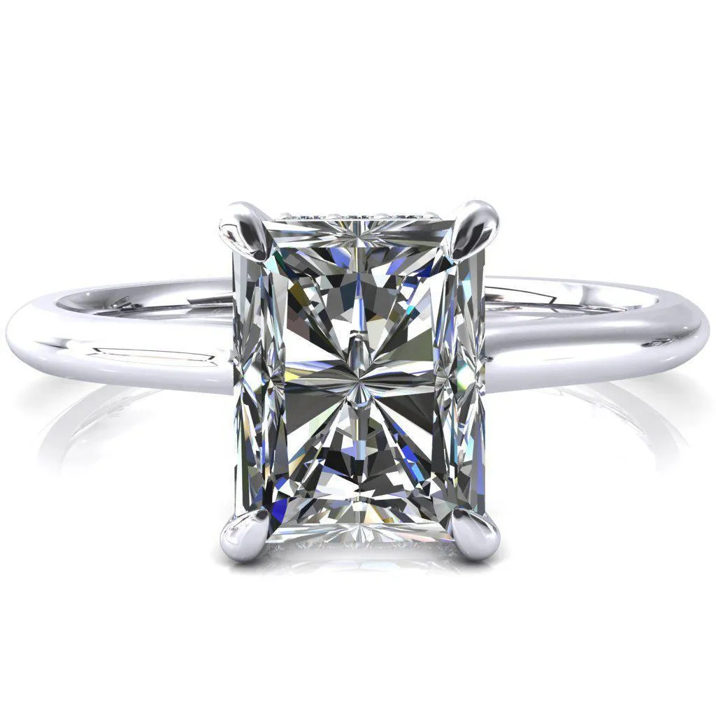 Janey Radiant Moissanite 4 Prongs Claw Floating Halo Inverted Cathedral Ring