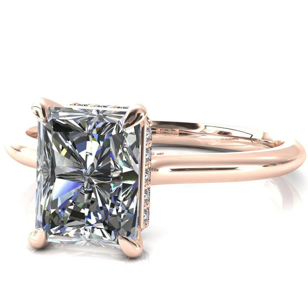 Janey Radiant Moissanite 4 Prongs Claw Floating Halo Inverted Cathedral Ring