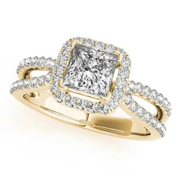 Jesse Princess/Square Moissanite Split Shank Halo Engagement Ring