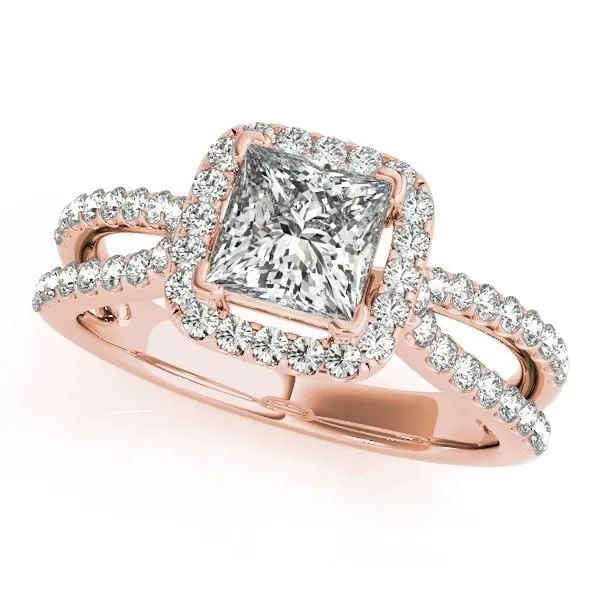 Jesse Princess/Square Moissanite Split Shank Halo Engagement Ring